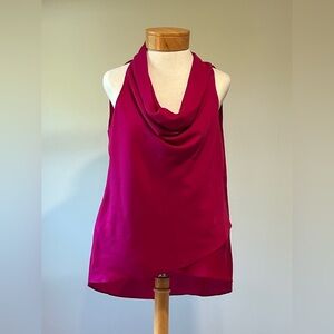 Sioni Fuchsia Draped Cowl Tank Top Layered Hem Size Small
